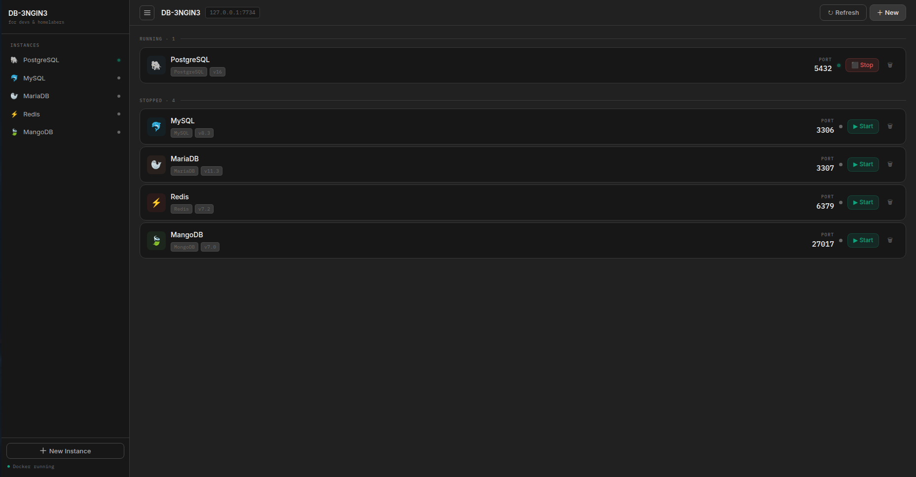 DB-3NGIN3 interface screenshot